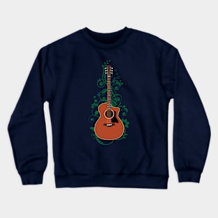 Mahogany Auditorium Acoustic Guitar Flowering Vines Crewneck Sweatshirt